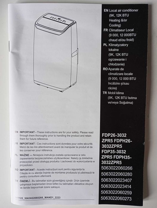 Klimatyzator monoblock GoodHome 12000 BTU