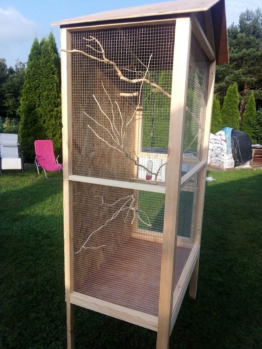 Klatka woliera drewniana dla papug ptaków