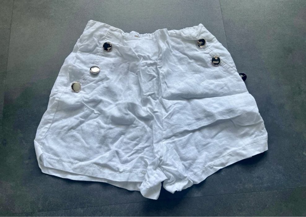 Spodenki białe len/bawełna