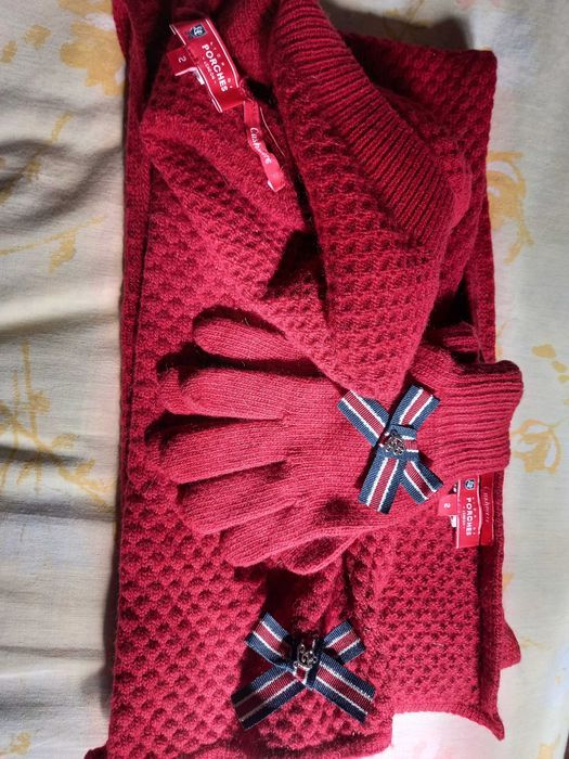 Conjunto de cachecol, gorro e luvas - tam. 2 - Lion Of Porches