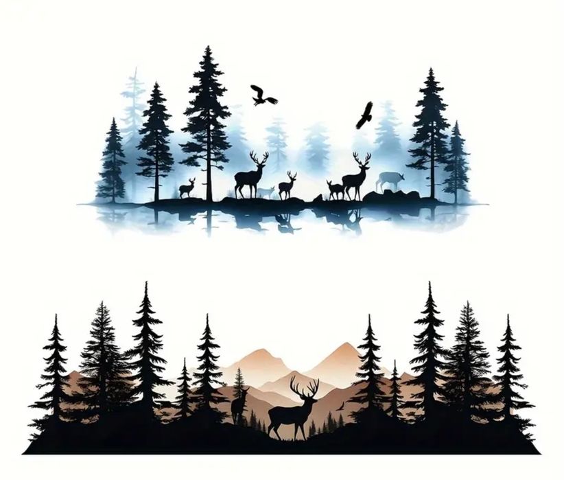 Las drzewa natura - 40cm x 20cm - kolorowa naklejka na auto ścianę