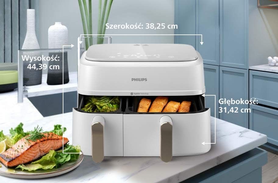 Nowy Air fryer Philips Ovi Dual Basket NA353/10 2750W 9l Aplikacja mobilna