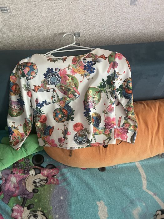 Блуза на 3/4 рукав біла з візерунками