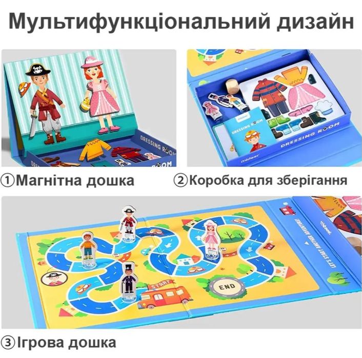 Магнітна гра пазл "Гардероб" Mideer 2 в 1  58 деталей