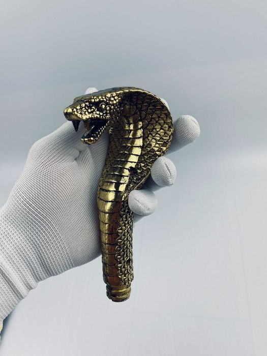 ZŁOTA METALOWA Laska Kolekcjonerska Kula Do Podpierania Głowa Węża