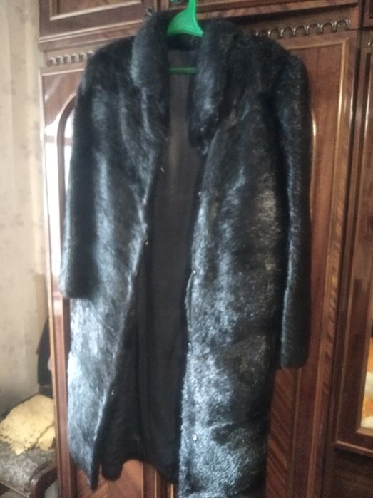 Шуба нутрия натуральная черная
