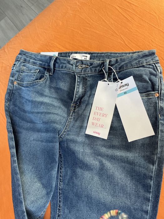 Spodnie jeansy dzwony damskie 40