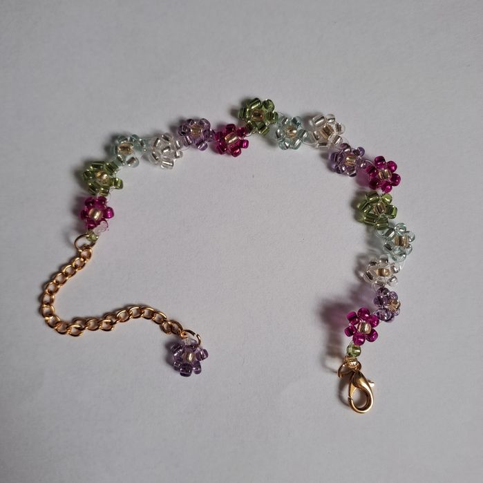 Bransoletka handmade z koralików kwiaty coquette