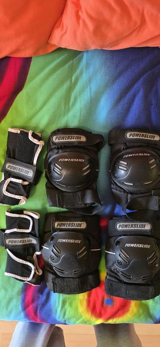 Protecções joelhos, cotovelos e mãos para patins ou skate