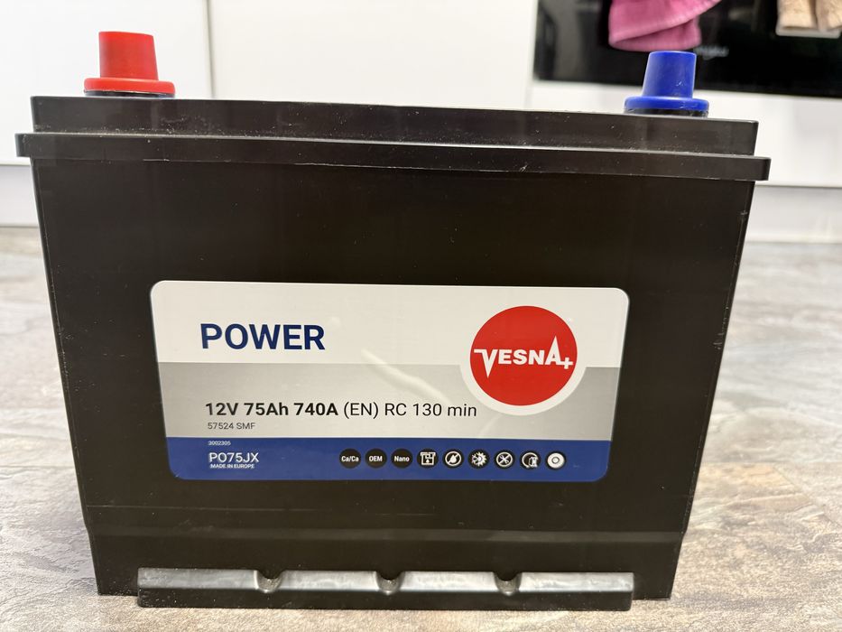 Акумулятор Vesna Power 75Ah 740A новий, помилився з полярністю