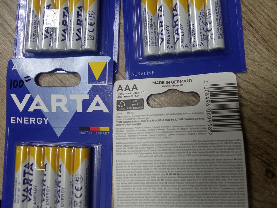 Батарейки ААА 5шт Varta Made in Germany