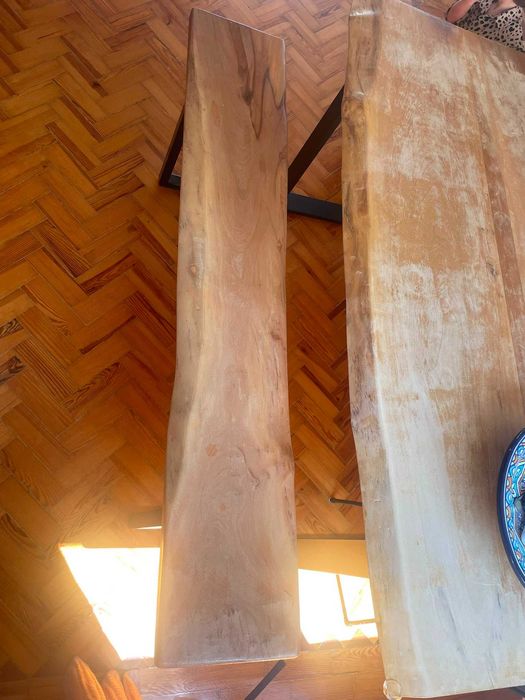 Mesa de jantar em madeira maciça + banco – 170 × 90 cm
