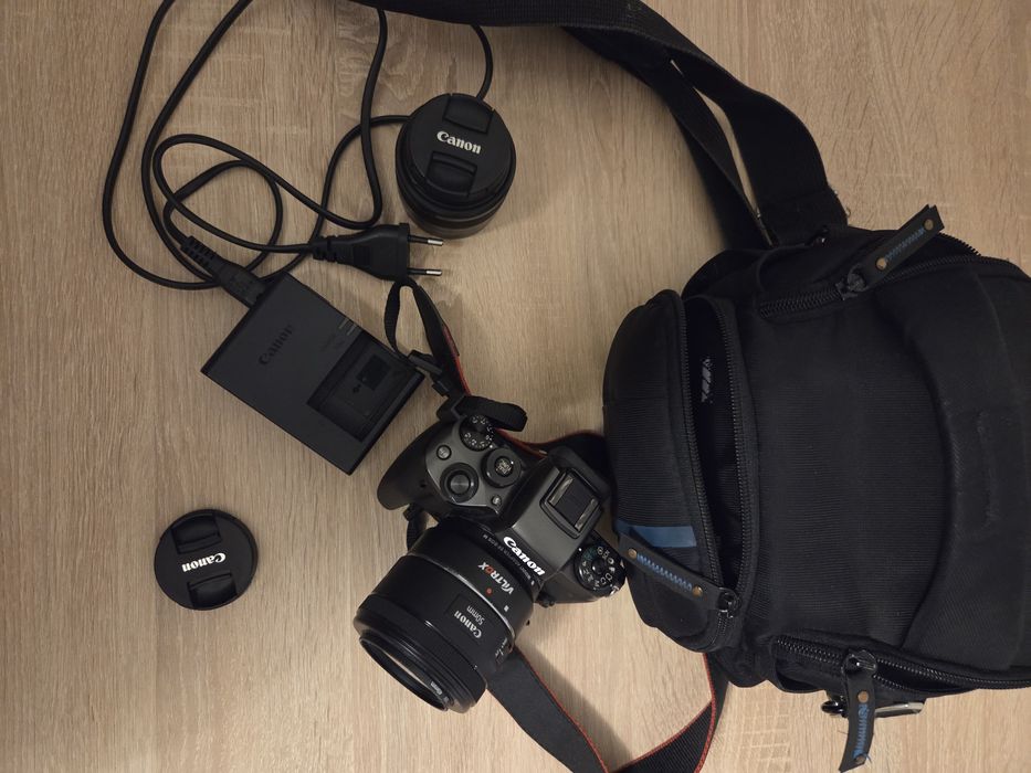 Canon EOS M5 + 2 obiektywy + adapter Viltrox – kompletny zestaw