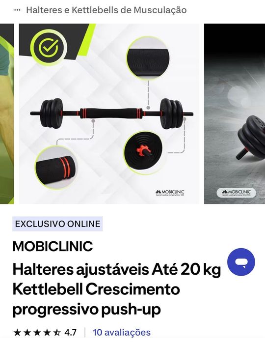 Kit de halteres até 20 kg NOVO - reservado