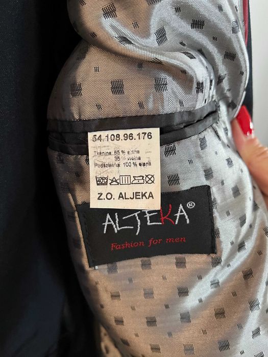 granatowy garnitur 54 176 alteka z wełną