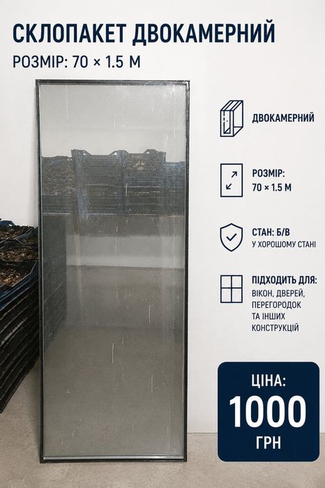Стеклопакет двухкамерный 70×1.50