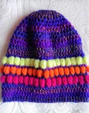 Szydełkowa czapka beanie "Neon bubbles"