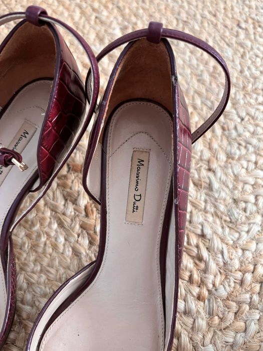 Szpilki Massimo Dutti bordowe, skóra croco, rozmiar 39 — z wadą