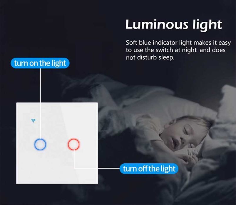 Interruptor parede toque inteligente Wi-Fi | Tuya e Smart Life