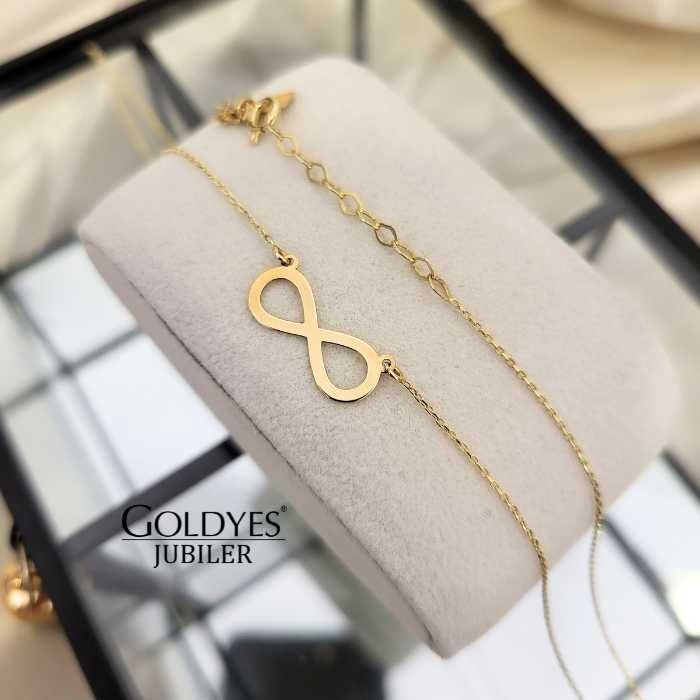 Złoty łańcuszek naszyjnik nieskończoność próba 585 14k D44