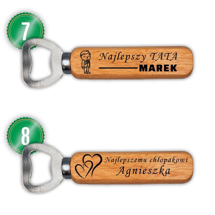 Drewniany otwieracz do butelek piwa z GRAWEREM - Super Prezent