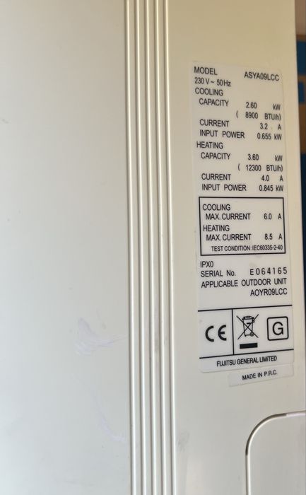 Кондиціонер fujitsu  ASYA09LCC
