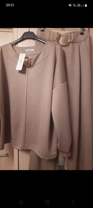 Komplet elegancki fango z szeroką nogawką uni