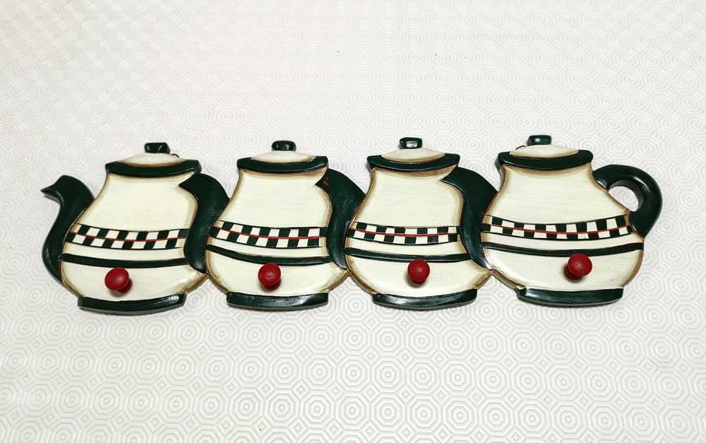 Invulgar suporte de panos decorativo chaleiras madeira cozinha