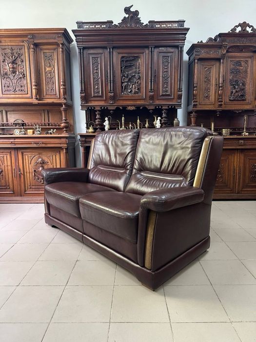 Комплект шкіряний диван крісло дерево  кожа 3361