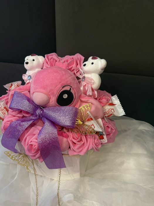 Komunia box kwiaty maskotka
