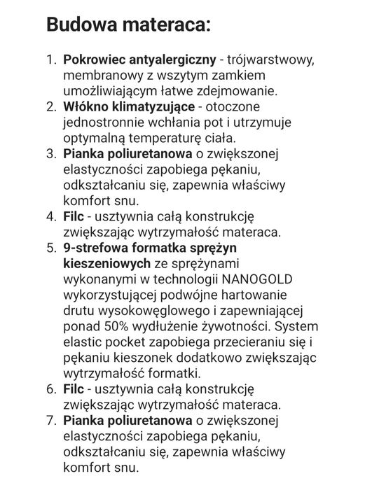 Materac  z pianki gruby