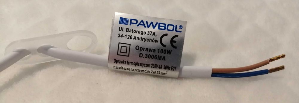 Oprawka budowlana, remontowa, E27, biała, nowa, uszczerbiona