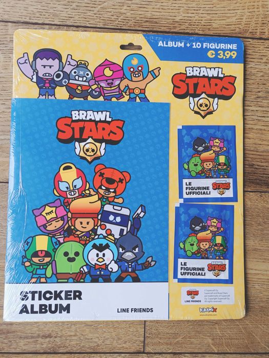 Nowy album na naklejki Brawl Stars i 2 saszetki z naklejkami.