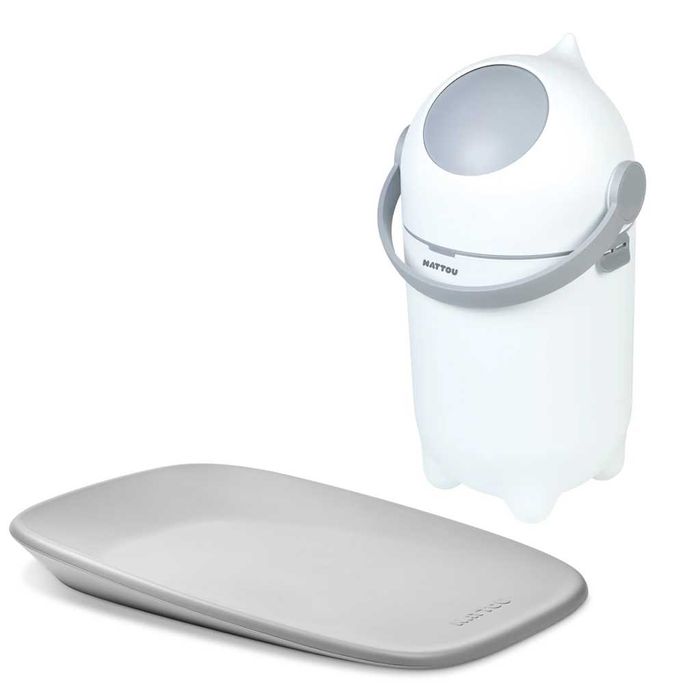 Mata Softy Nattou do przewijania + Kosz na pieluchy ZESTAW Szary