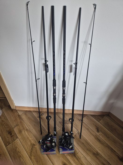 Zestaw 2x wędka karpiowa 390cm 2x  kołowrotek wolny bieg