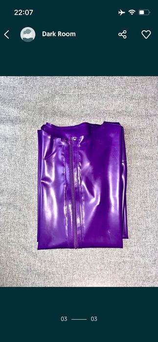 977/ Fioletowy klasyczny catsuit kombinezon CHLOROWANY latex lateksXXL