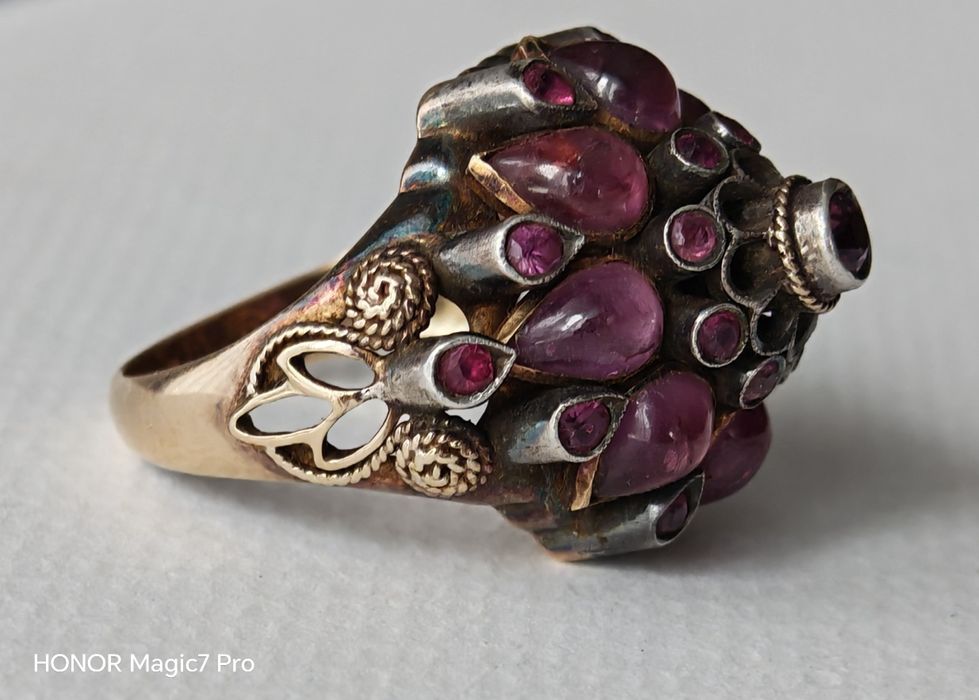 Pierścionek, złoto 14k, rubiny.