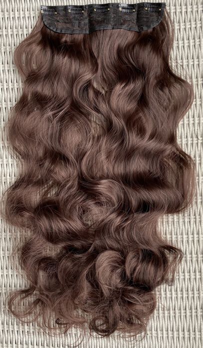 Premium Ultra włosy doczepiane, brąz, loki, 70 cm, clip in 393.