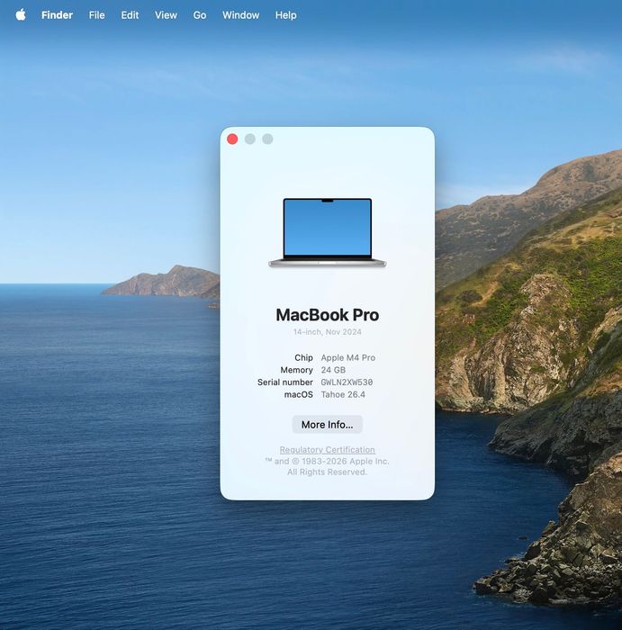 Macbook Pro M4 Pro 24Gb RAM 512GB Disco