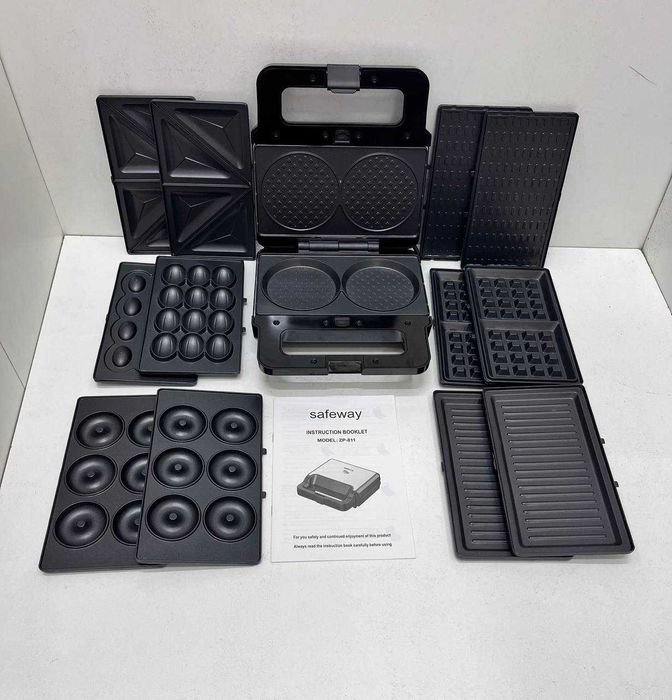 Вафельниця гриль сендвічниця бутербродниця 7в1 нова горішки пончики