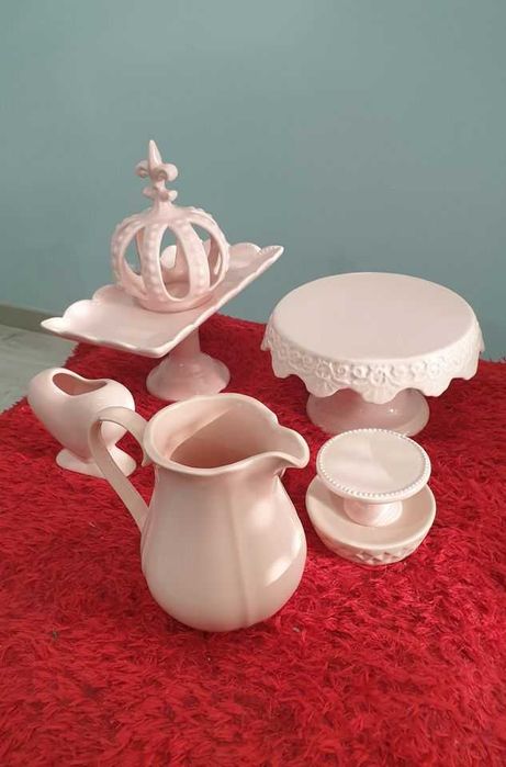 Conjunto Cerâmica Festas COR ROSA 18 PEÇAS