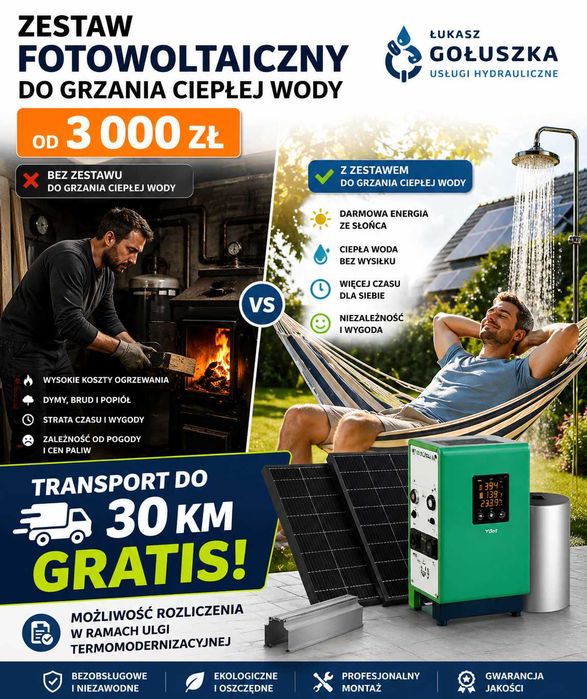 Zestaw fotowoltaiczny do grzania ciepłej wody