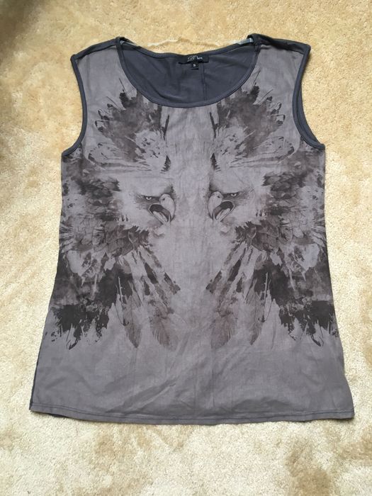 B’leev niepowtarzalna bluzka bez rekawow motyw ptakow