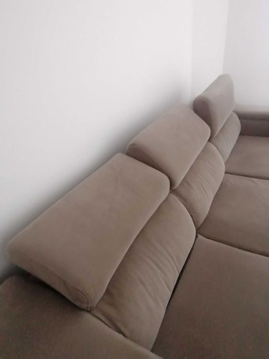 Sofá Chaise Long Cinza Rato | 5 Lugares + 2 | Bom Estado