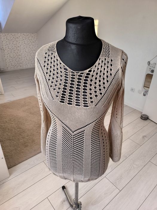 Sweterek ażurowy beż S/36