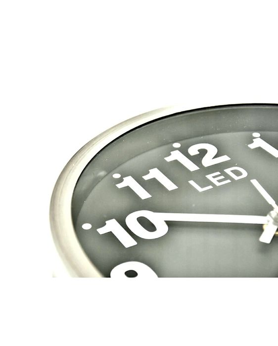 Zegar Ścienny LED Podświetlany Aluminium Wiszący