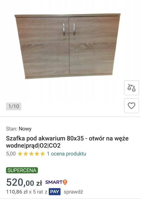 Profesjonalna wzmacniana szafka pod akwarium dąb Sonoma 80x35 x55cm
