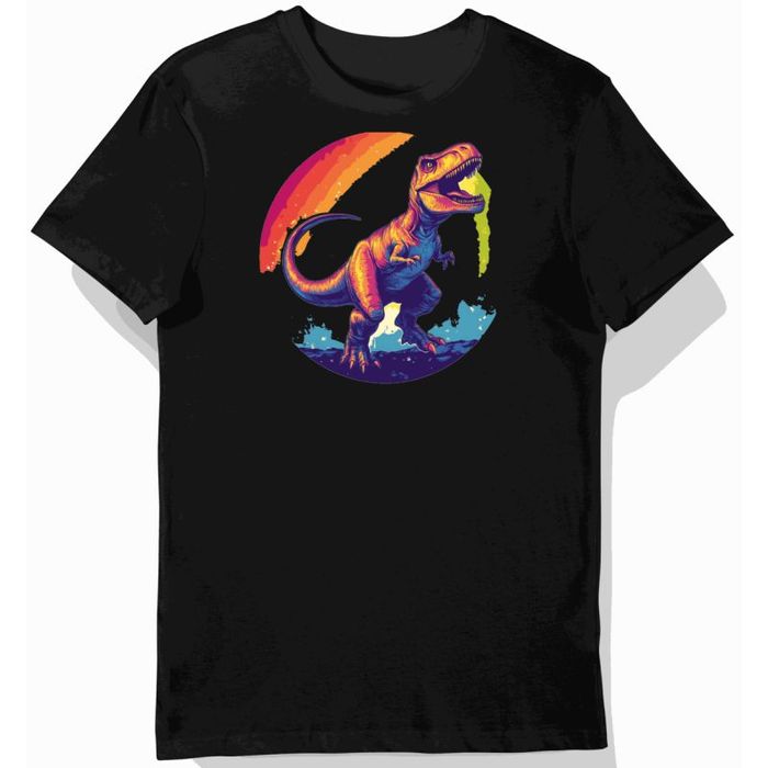 Koszulka męska czarna z motywem T-Rexa groovy 2XL