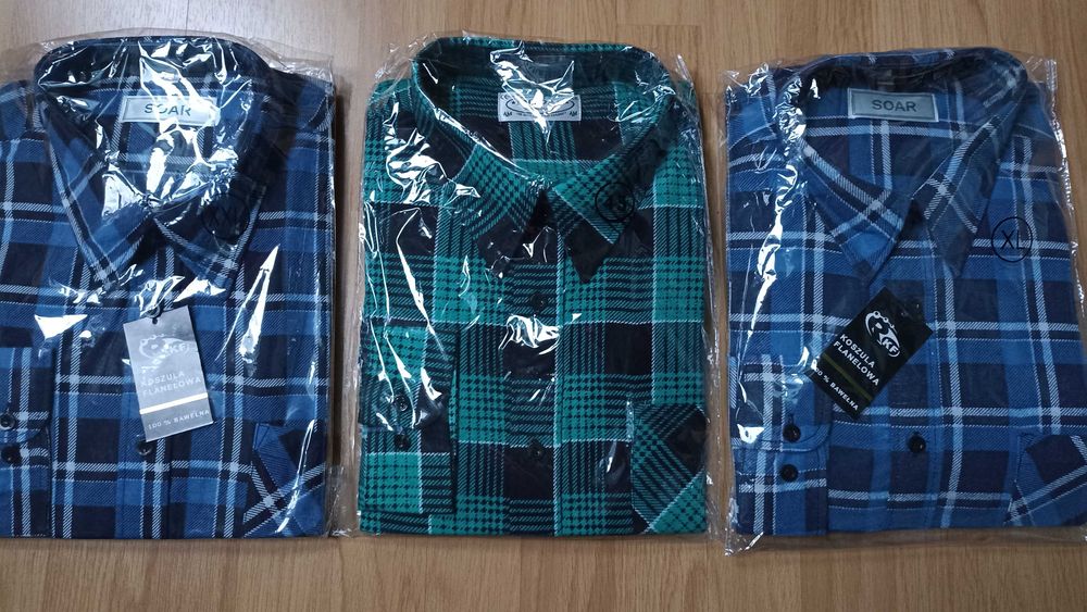 Nowe koszule flanelowe 3 szt. SOAR xl, xxl 42/43 i 45