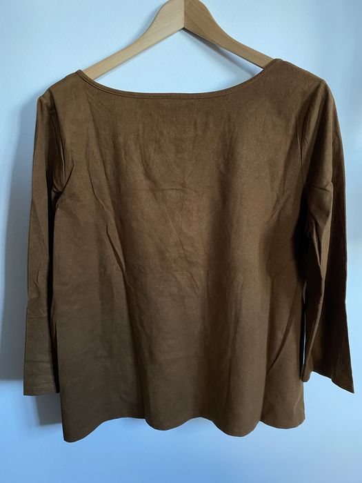 Camisola estilo camurça castanha manga 3/4 Springfield
